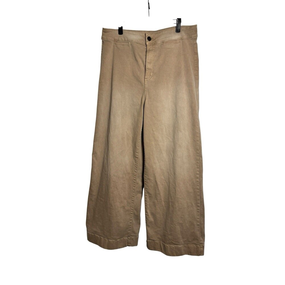LC High Rise Wide Leg Chino Pants Womens Size 16 Khaki Cotton Blend Breathable